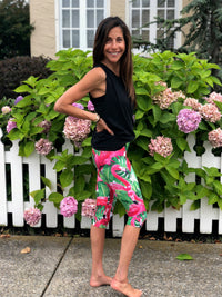 Pink Flamingo Fly Girl Capri Yoga Pants